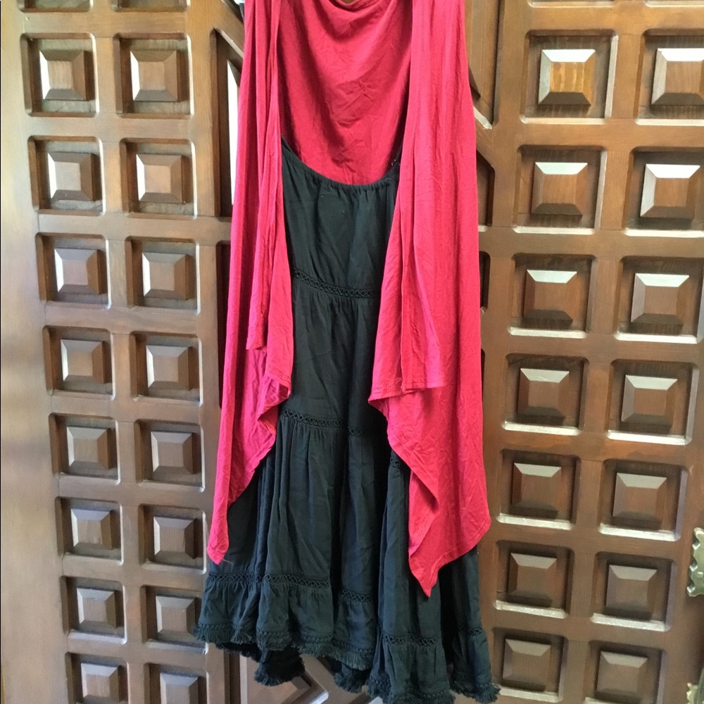 Red long cardigan